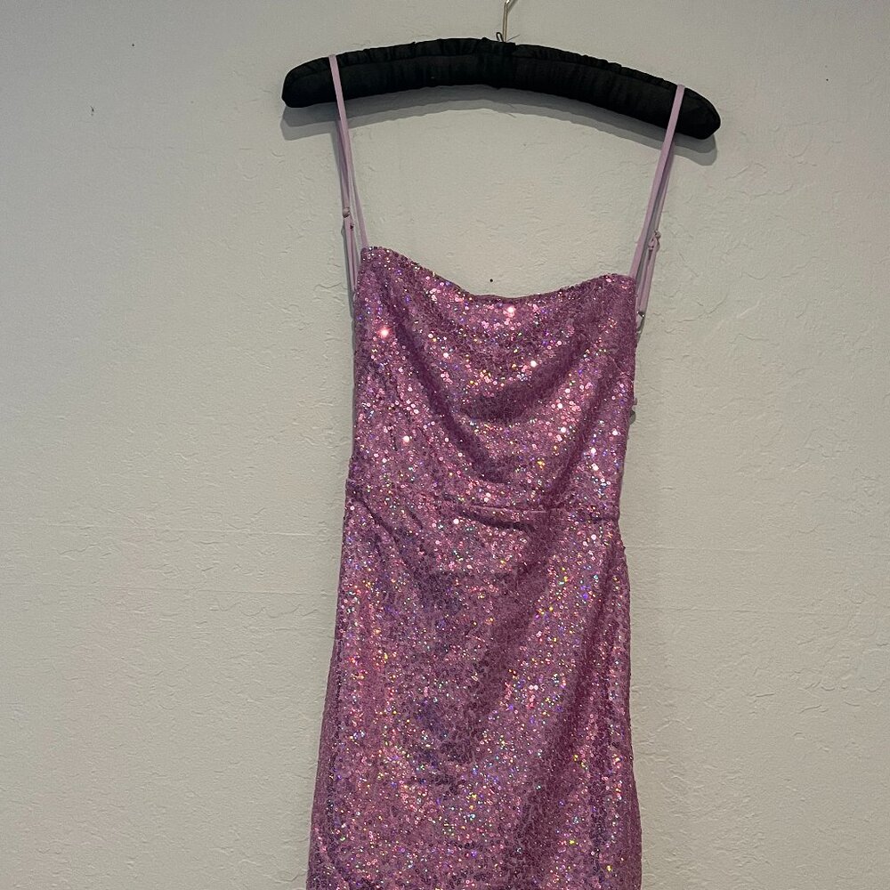 Pink Sequins Mini Homecoming Dress